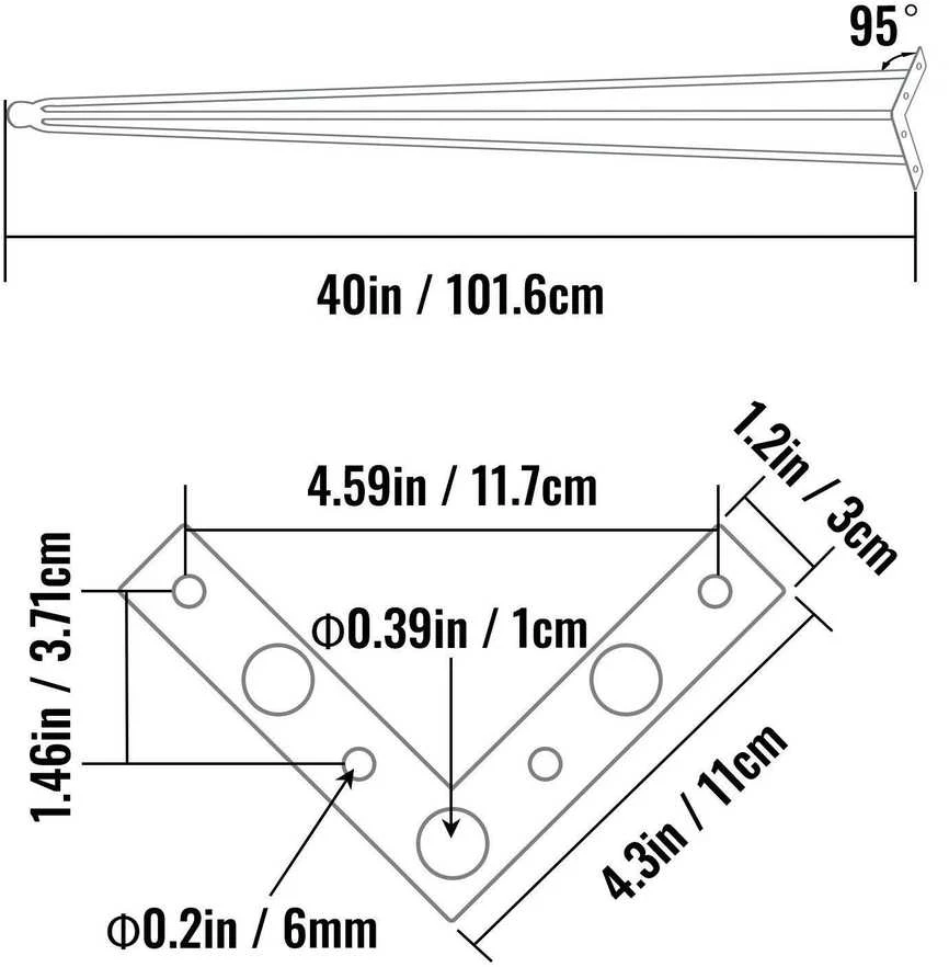 VEVOR Plieninės plauktuotos stalo kojos 101,6 cm