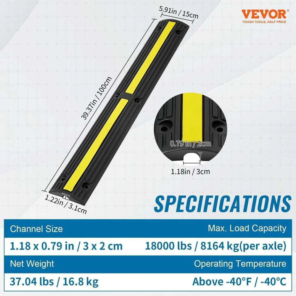 VEVOR Kabelių apsauga 100 cm su 1 kanalu, 4 vnt.
