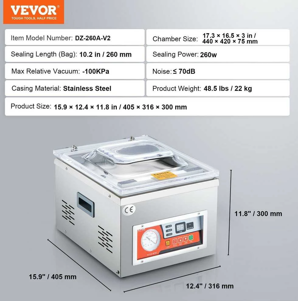 VEVOR Chamber vakuum pakavimo aparatas, 260W
