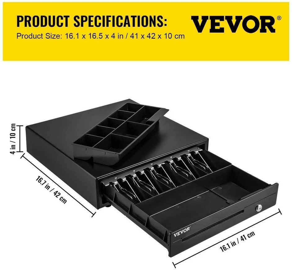VEVOR Kasos stalčius, 16" 12 V, POS sistemai