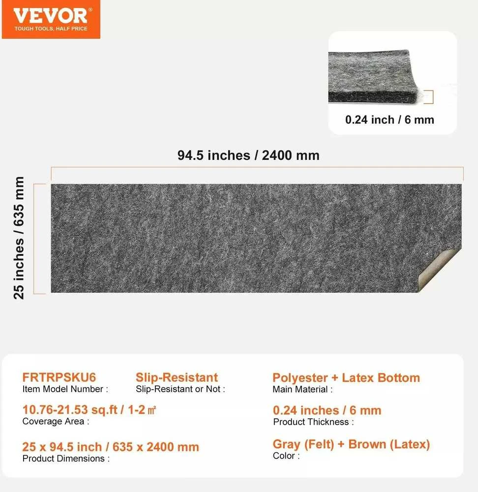 Kiliminė danga 635×2400 mm, storis 6 mm