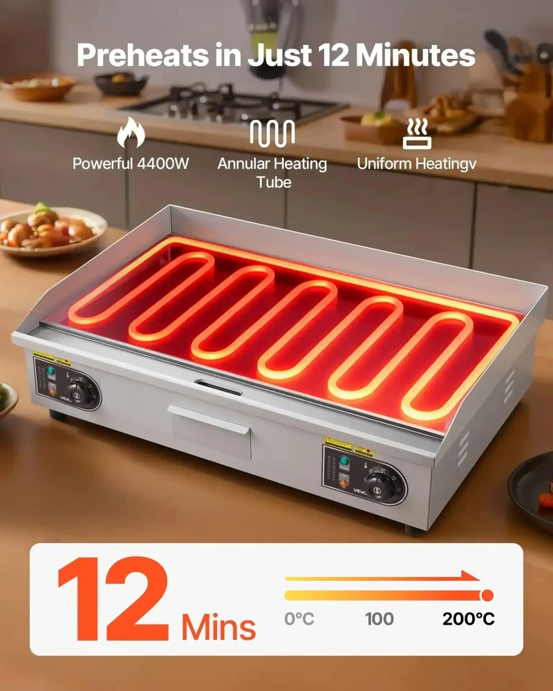 Vaflinė VEVOR Elektrinė grilė 725 x 400 mm, 4400W