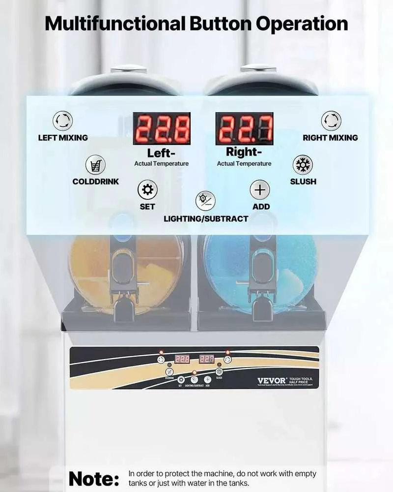 Vevor Komercinė šaldytų gėrimų gamykla 15L x 2 talpa