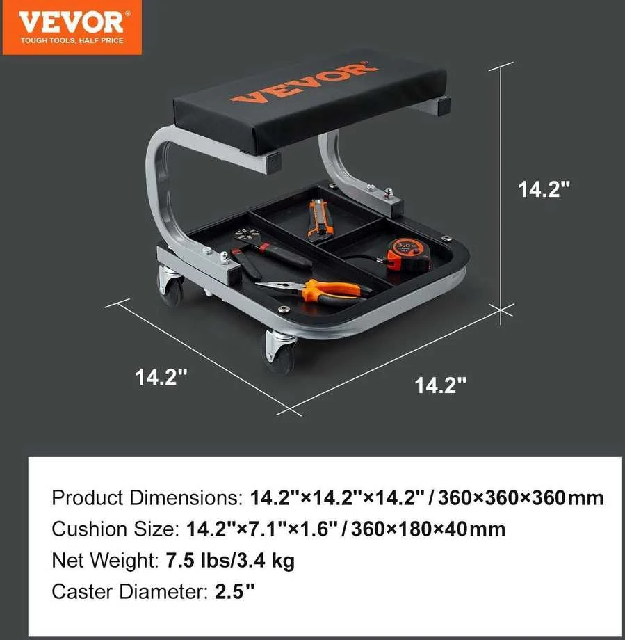 VEVOR Mechaniko garažo taburetė su įrankių dėklu