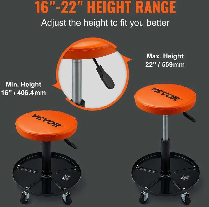 VEVOR Mechaniko garažo taburetė su įrankių dėklu