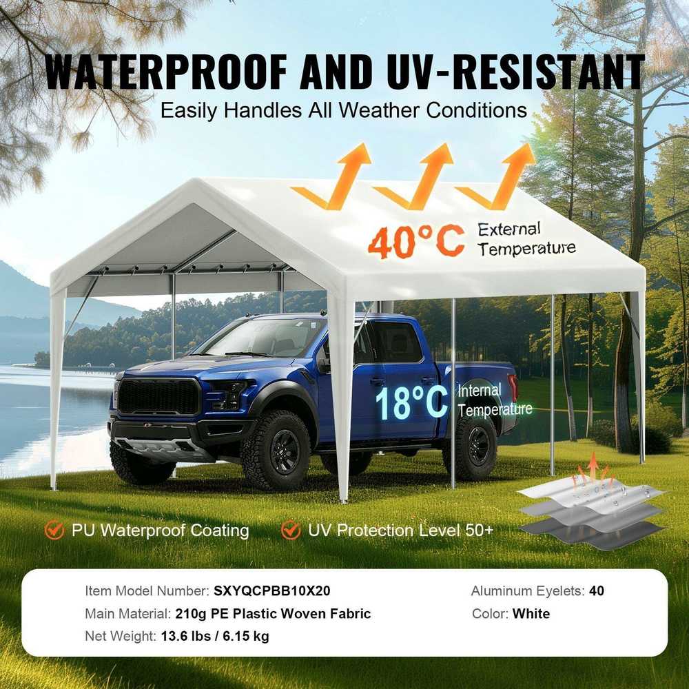 VEVOR Automobilio pastogės tentas 6100 x 3040 mm
