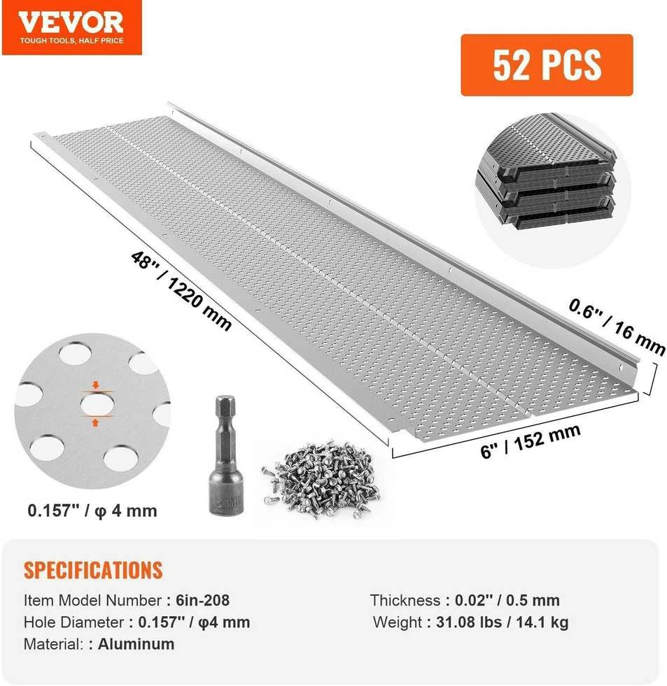 Vevor Latakų uždanga 152mm, filtras, 52vnt.
