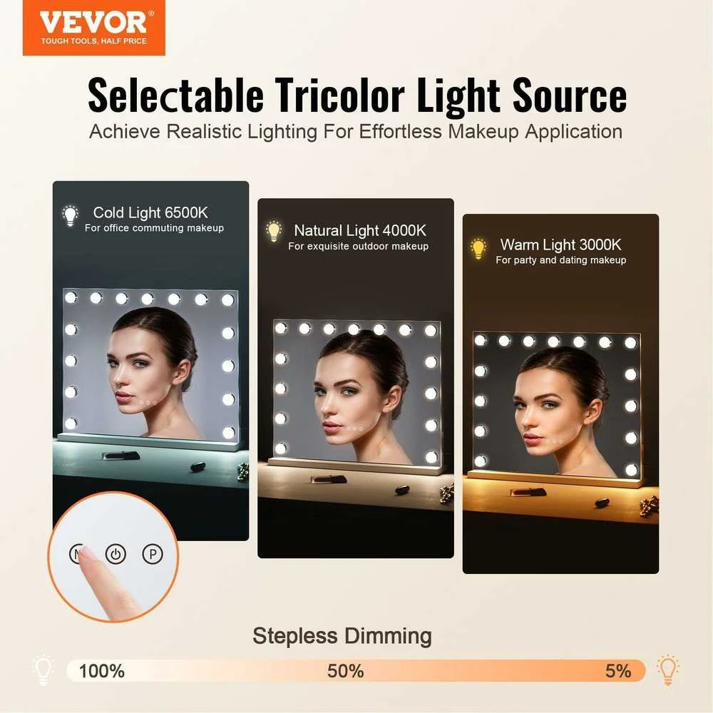 VEVOR tualeto veidrodis su apšvietimu ir USB