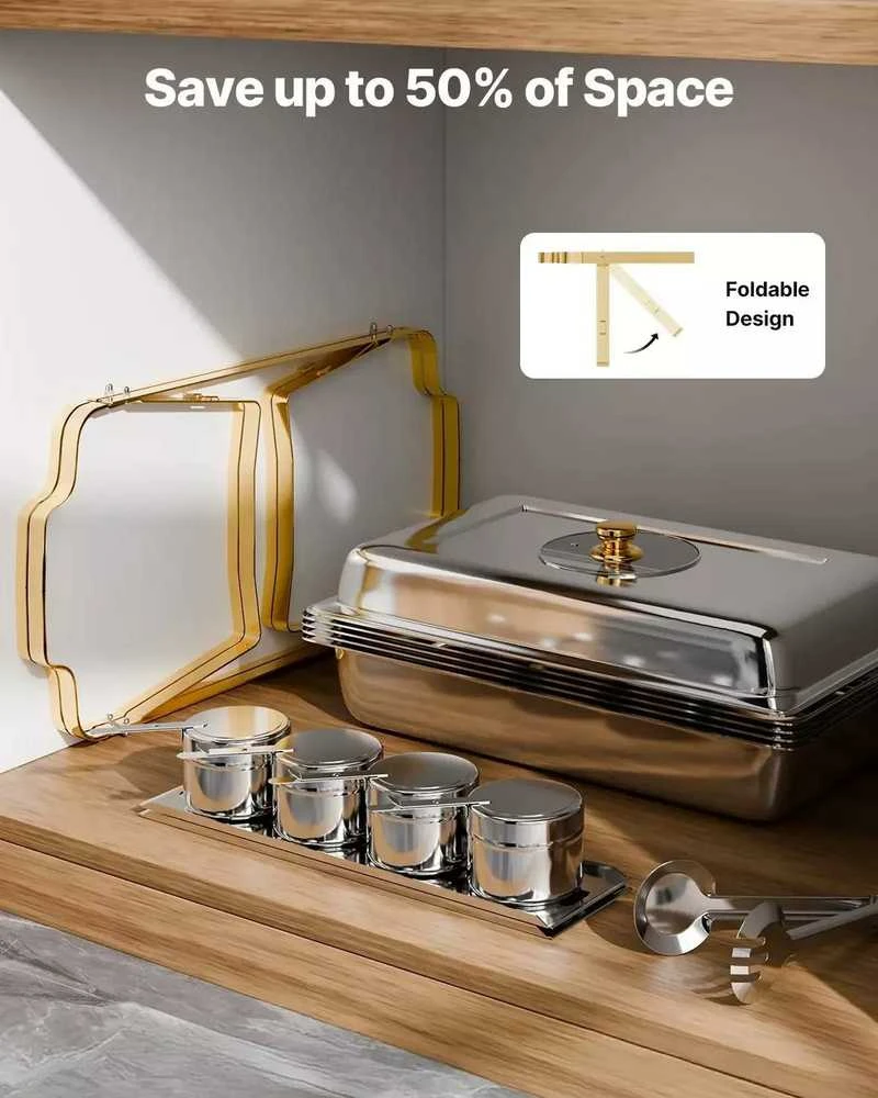 VEVOR 4 l 2 vnt stačiakampė chafingo lėkštė