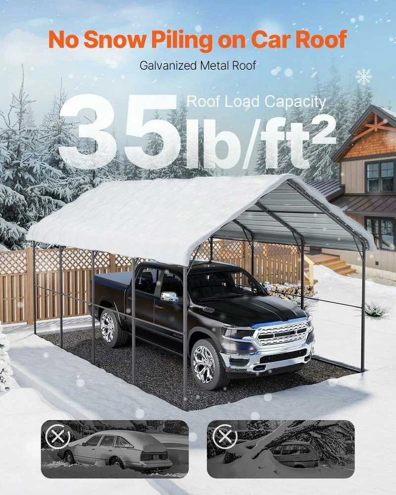 VEVOR Metalinė automobilių pastogė 3,6 x 6 m