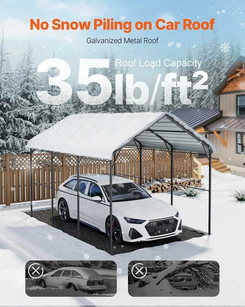 VEVOR 9,84 x 14,76 m metalinis automobilių stogelis valtims