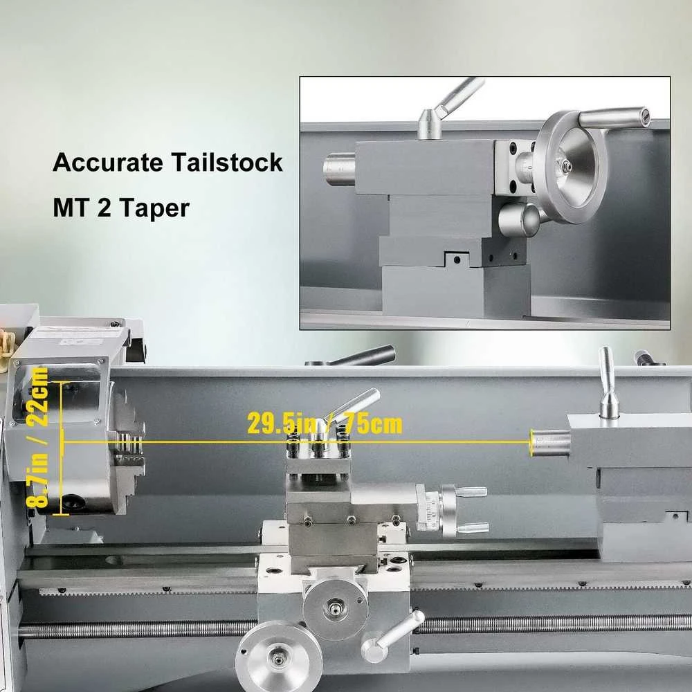 VEVOR 1100W mini metalo tekinimo staklės 220x750 mm