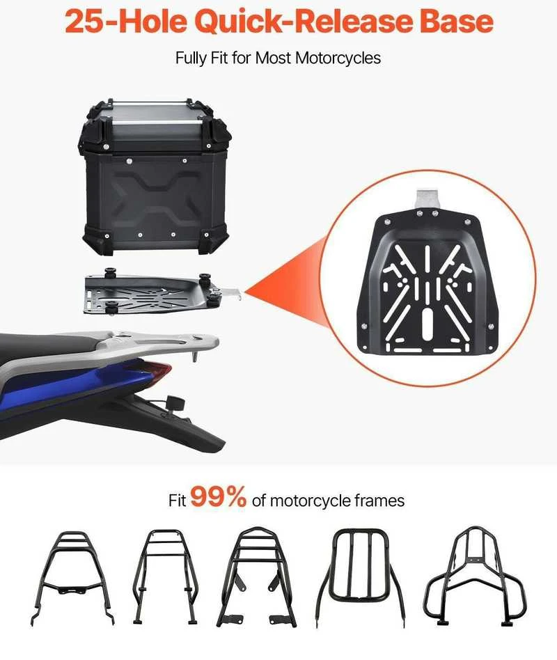 VEVOR 45 l motociklo lagaminas universalus su odine apdaila