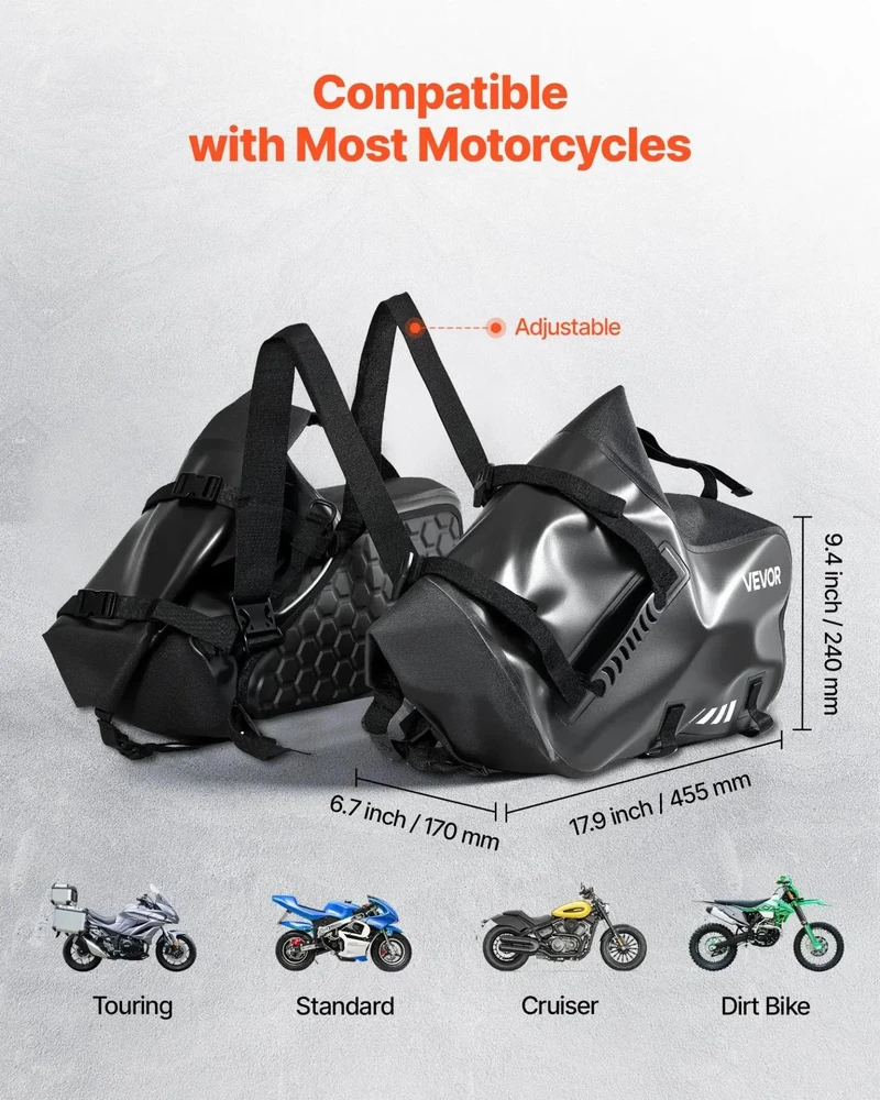 VEVOR Motociklo šoniniai krepšiai, 28 l talpa