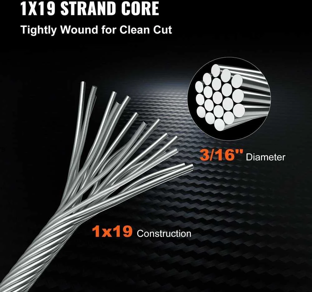 VEVOR T316 nerūdijančio plieno kabelis 3/16"x 305 m