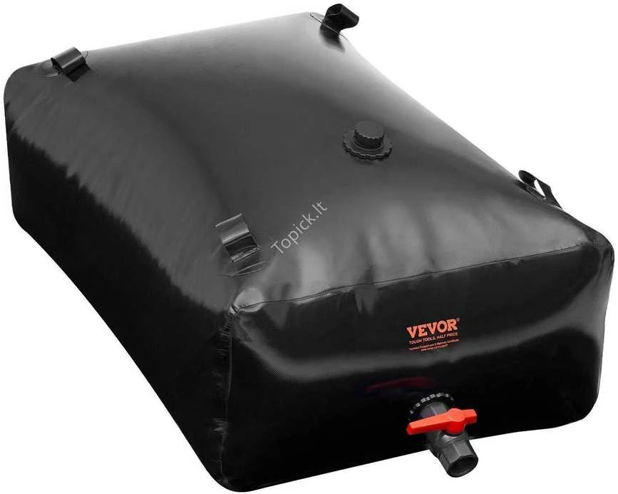 Vevor Nešiojama vandens talpykla 330 l, sulankstoma PVC vandens bakas, juoda vandens cisterna, lietaus vandens surinkimo sistema