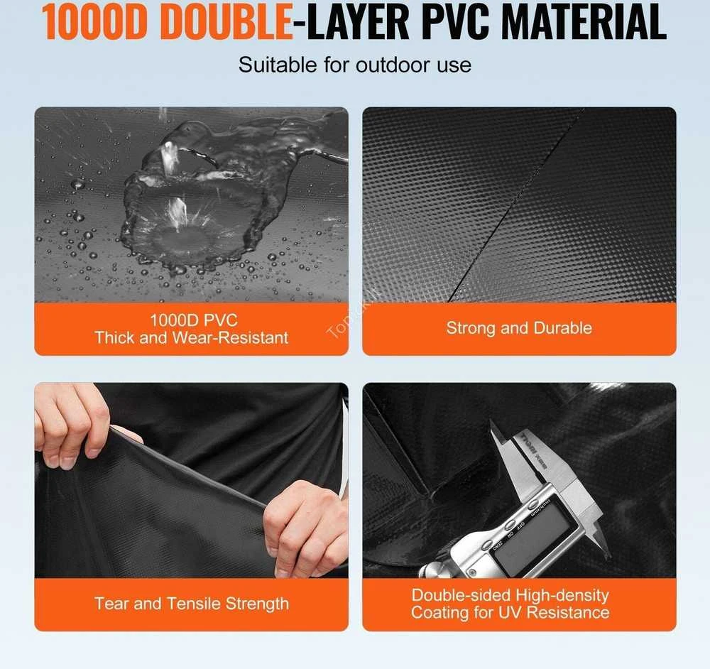 Vevor Nešiojama vandens talpykla 330 l, sulankstoma PVC vandens bakas, juoda vandens cisterna, lietaus vandens surinkimo sistema