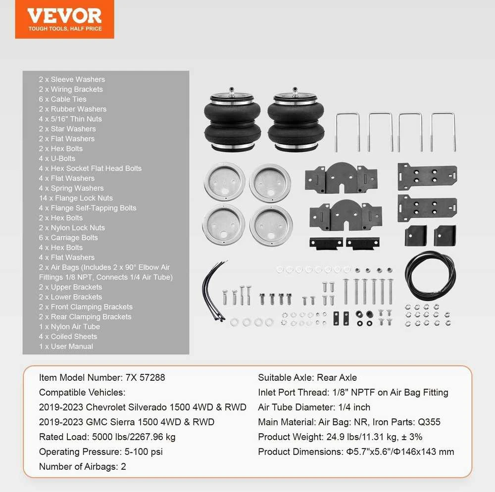 VEVOR Oro pagalvių pakaba Chevrolet Silverado GMC Sierra 1500