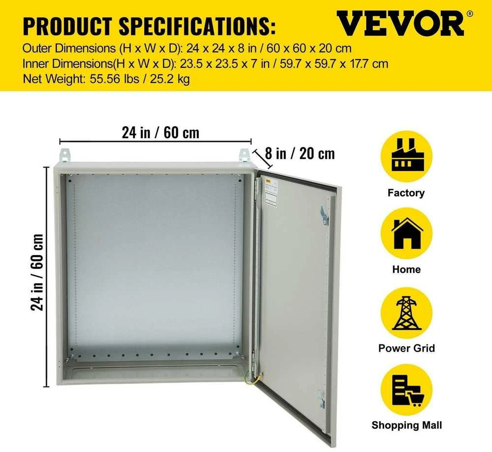 VEVOR Elektrinė plieninė dėžė NEMA 4 išorei