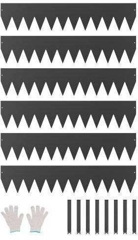 VEVOR Plieninė kraštų tvora juoda 6 vnt. 1016 x 203 mm