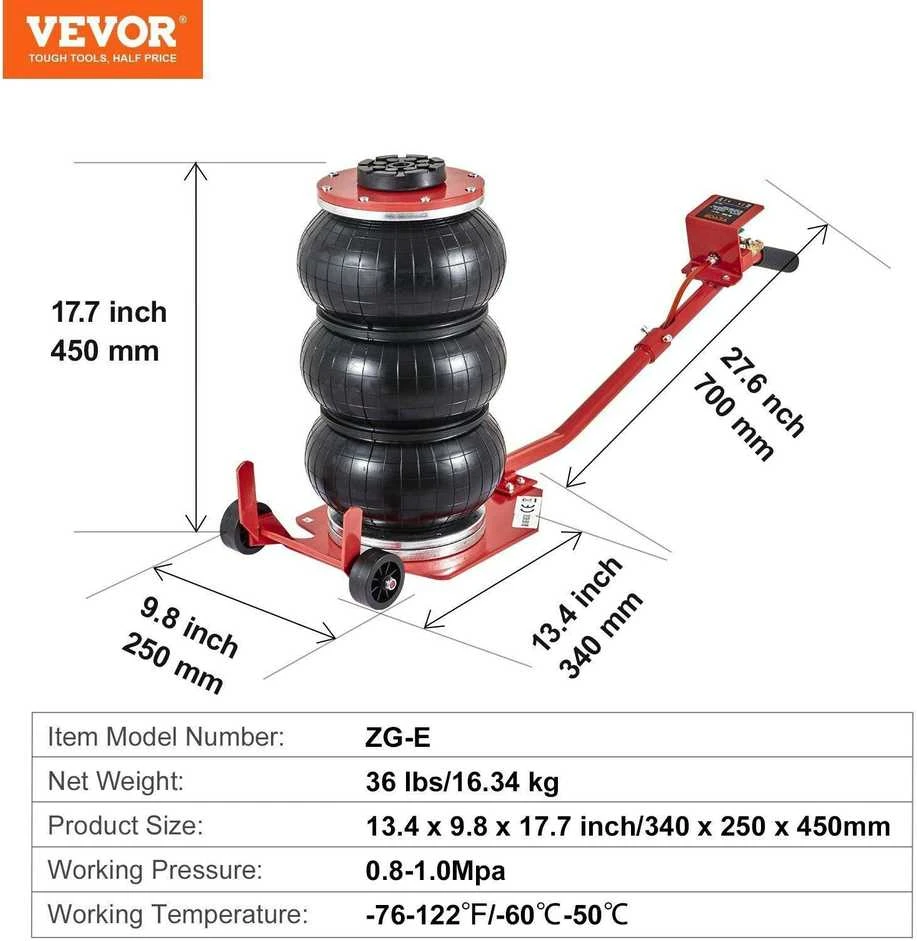 VEVOR Pneumatinis domkratas automobiliams 3 tonų