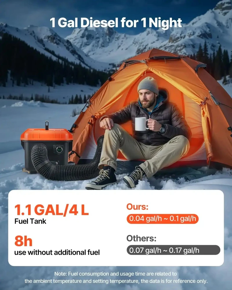 Vevor 8 kW nešiojamas dyzelinis šildytuvas su nuotolinio valdymo pultu