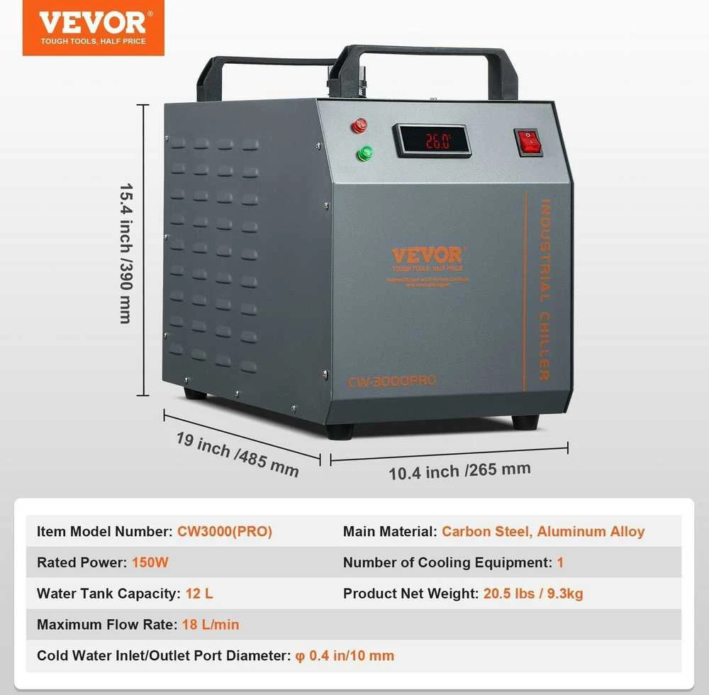 VEVOR Pramoninis vandens aušintuvas CW-3000