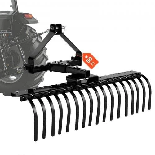 VEVOR 127 cm kraštovaizdžio grėblys, 17 plieninių dantų