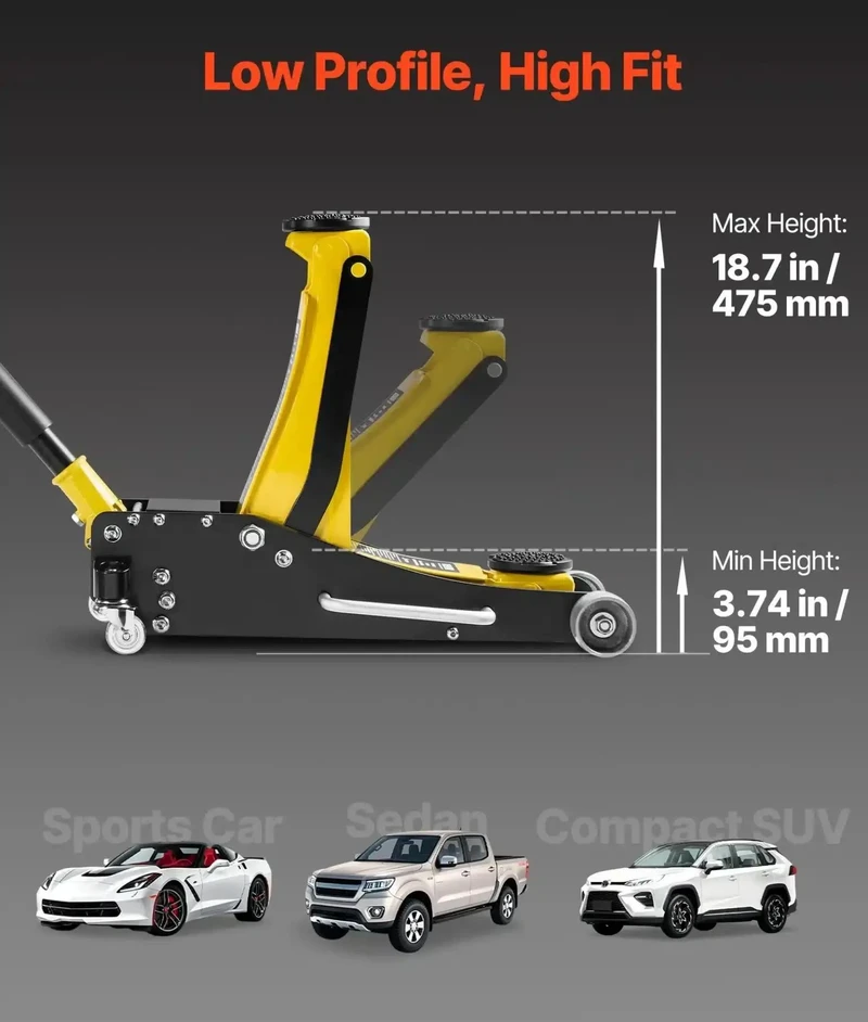 VEVOR Žemas automobilių domkratas 2,5 tonos
