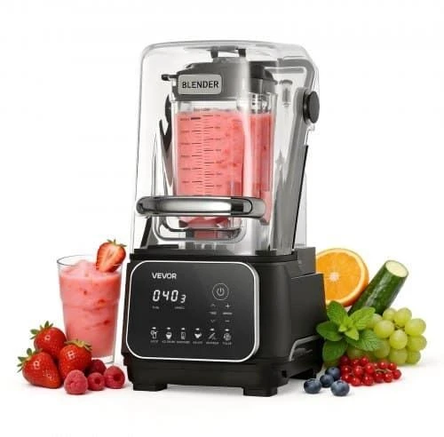 VEVOR Virtuvinis blenderis su ekranu 2L, 2200W, juodas