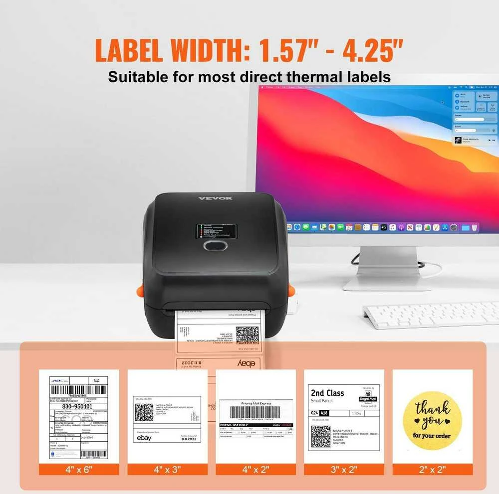 Vevor Terminis etikečių spausdintuvas 4x6 USB/Bluetooth