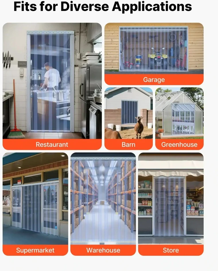 VEVOR Skaidrios PVC juostos užuolaida 30,8 m x 30,5 cm