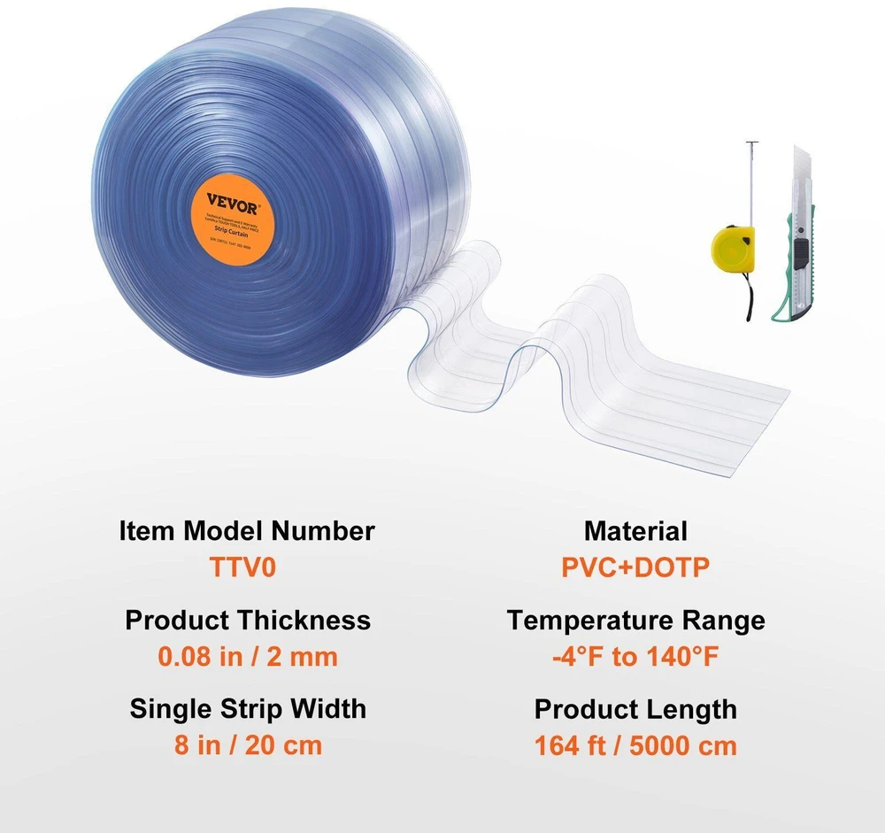 VEVOR PVC užuolaida durims, 50 m