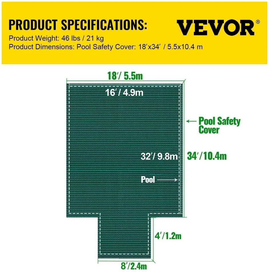 VEVOR Baseino saugos uždangalas 16x32ft stačiakampiams