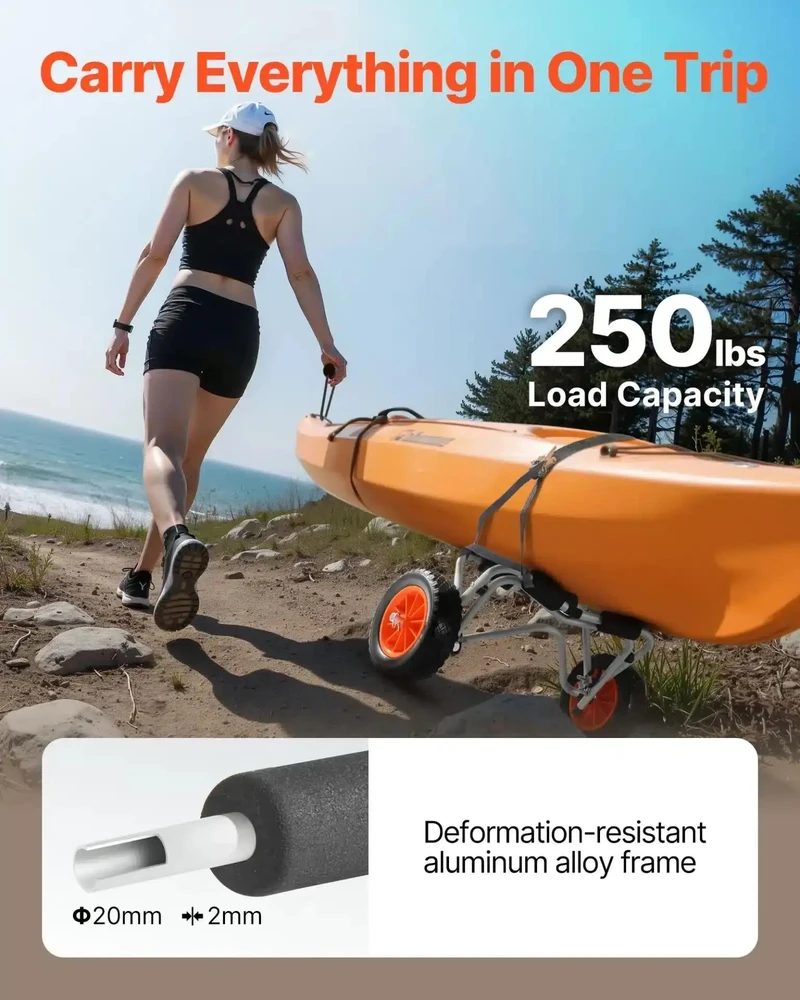 VEVOR Sulankstomas vežimėlis baidarėms 113 kg