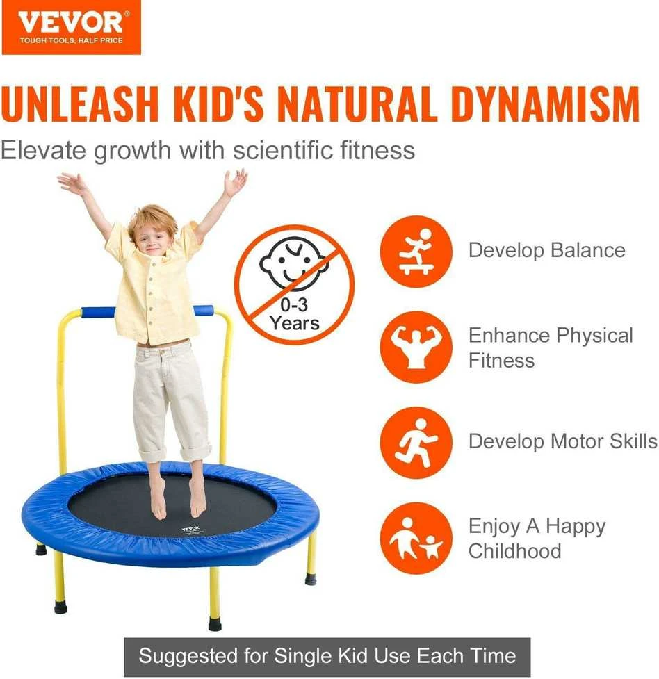 VEVOR 3 ft vaikų batutas su putplasčio rankena