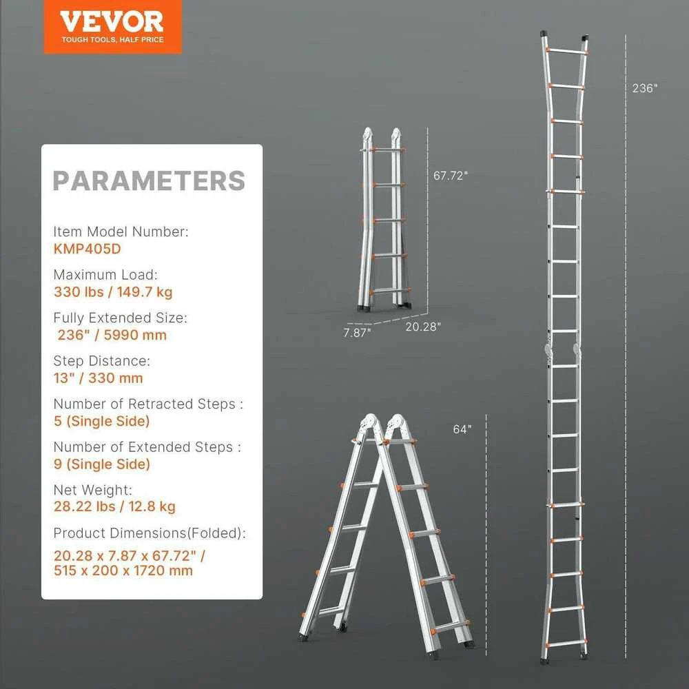 Vevor Teleskopinės kopėčios daugybei funkcijų