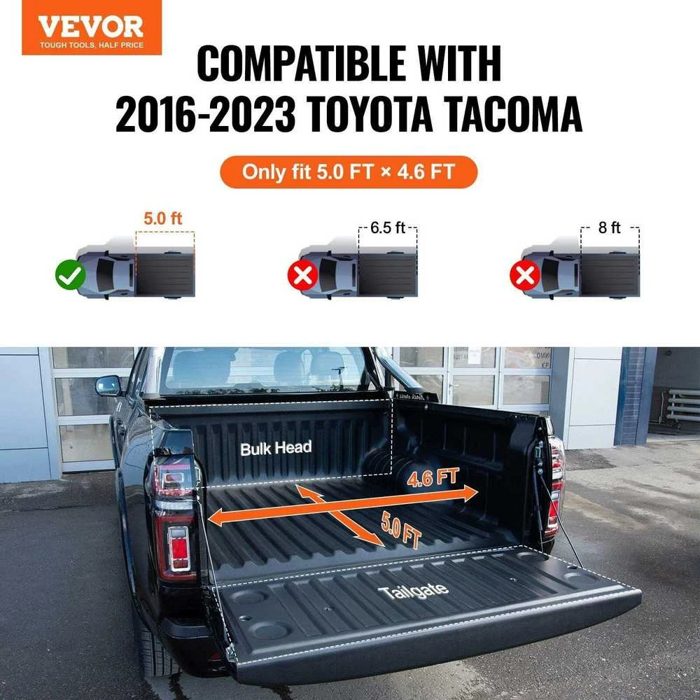 VEVOR Tri-fold dangtis Toyota Tacoma 2016-2023