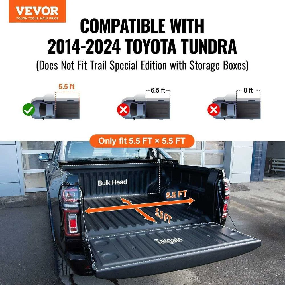 VEVOR Trifoldinis Toyota Tundra bagažinės dangtis 2014-2024