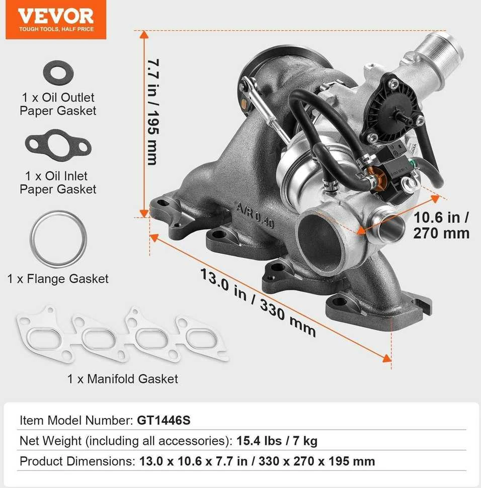 VEVOR Turbo komplektas su vožtuvu Chevrolet Cruze 2011-2019 1.4T