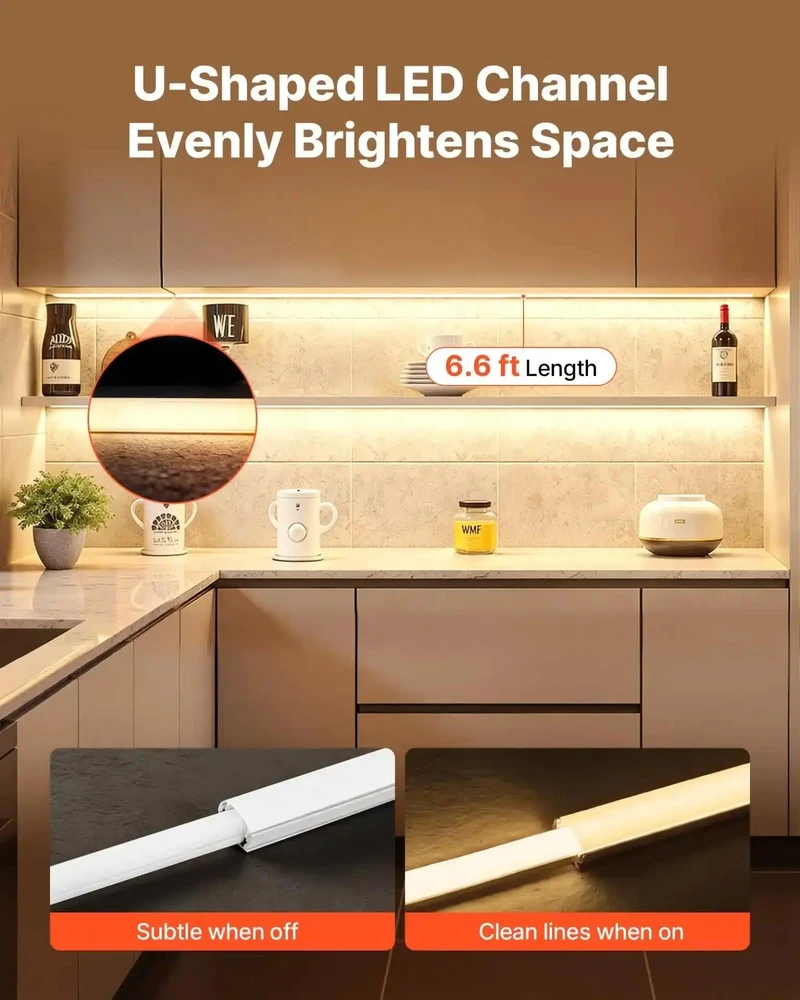 Vevor 20 vnt. 2 m U formos LED aliuminio kanalas