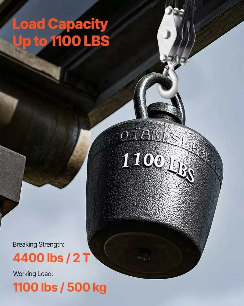 Universalus rankinis virvės skriemulys, 30 m / 500 kg