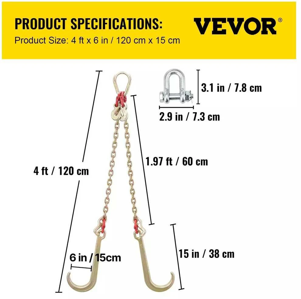 VEVOR v tipo grandinė 8 mm, 0,6 m, 4,2 t