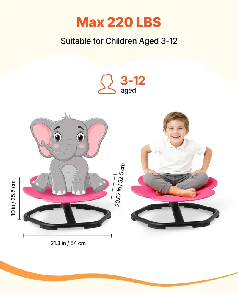 VEVOR Vaikiška besisukanti kėdė gėlių formos