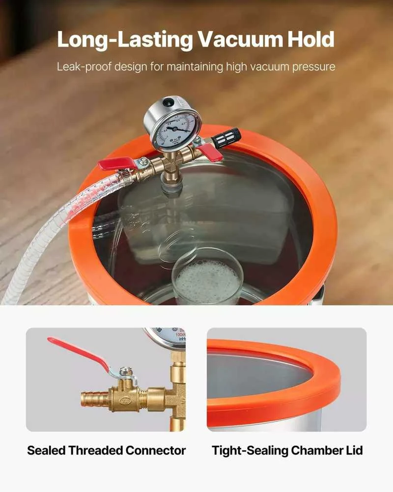 VEVOR 110 l/min vakuuminis siurblys su 11,36 l plienine kamera