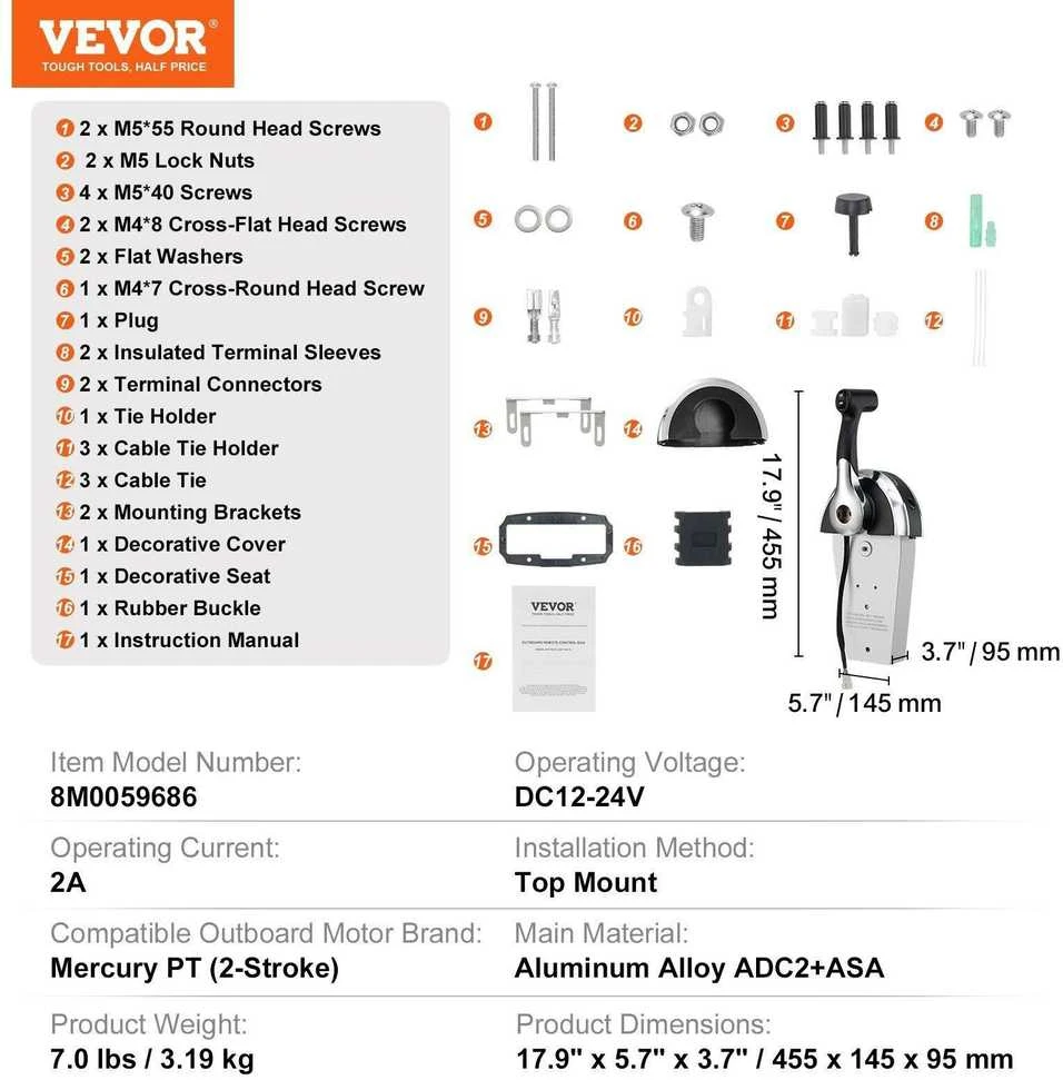 VEVOR Išorinio valdymo dėžė Mercury PT varikliams