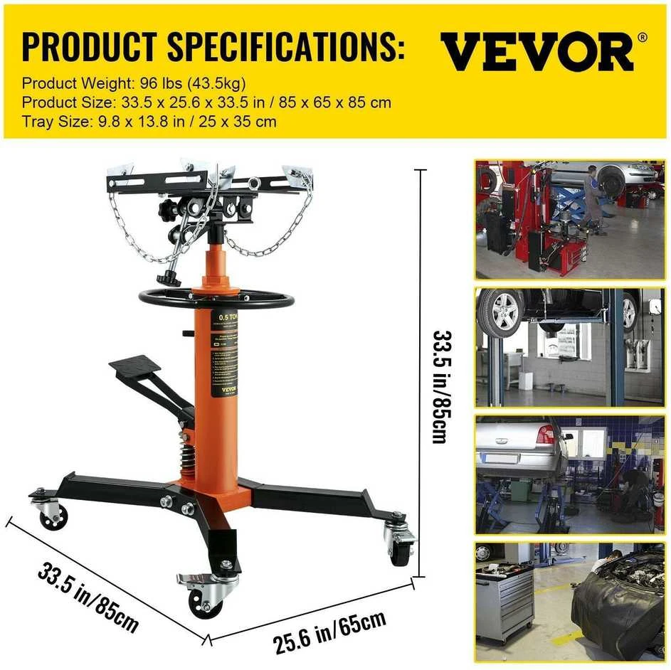 VEVOR Hidraulinis transmisijos keltuvas 500 kg