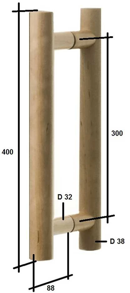 Andres Glass Solutions AD durų rankena stiklinėms durims L-400, šviesaus medžio