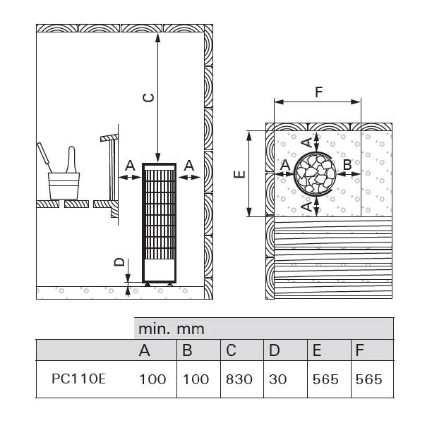 Elektrinė pirties krosnelė - HARVIA Cilindro Juodas Steel PC110E 10,8 kW