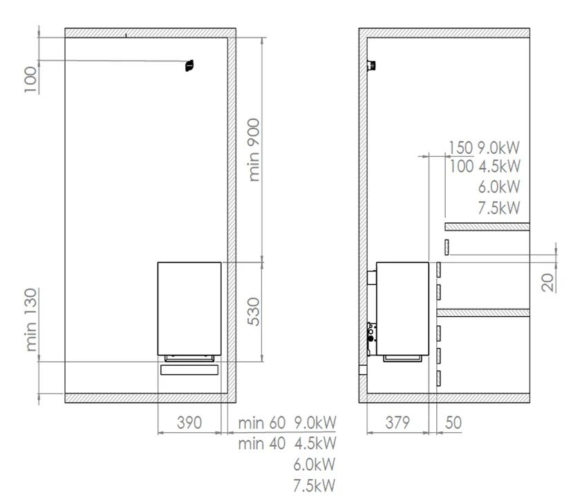 Elektrinė pirties krosnelė - Harvia Virta Wall HLW60E 6,0 kW